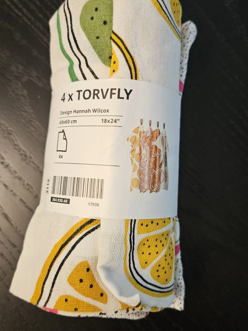 Lemon Print Cotton Tea Towels 4 Set- White and Yellow